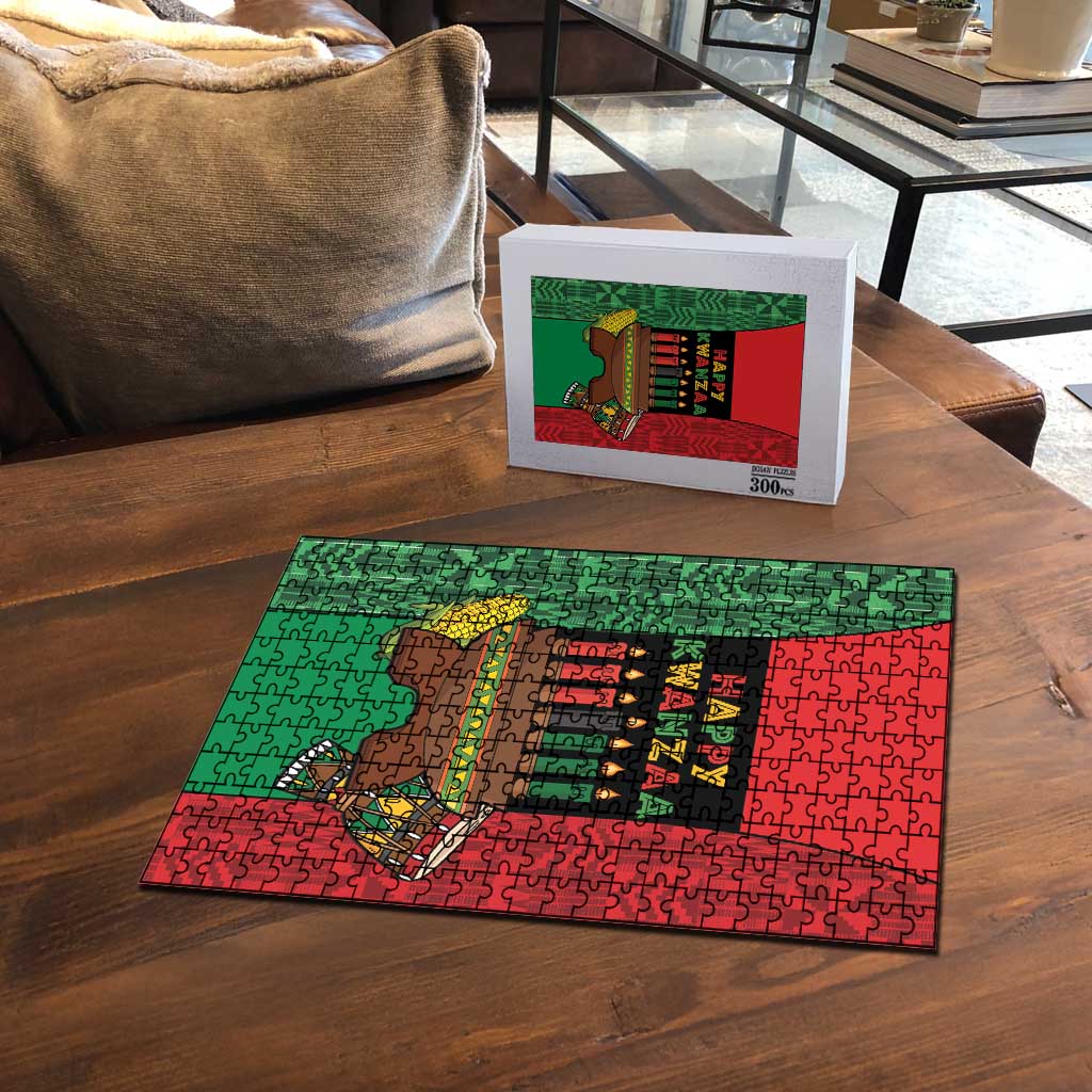 Happy Kwanzaa Puzzle Kinara With Kente Pattern - Wonder Print Shop