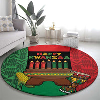 Happy Kwanzaa Round Carpet Kinara With Kente Pattern - Wonder Print Shop