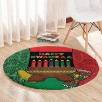 Happy Kwanzaa Round Carpet Kinara With Kente Pattern - Wonder Print Shop