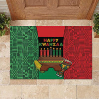 Happy Kwanzaa Rubber Doormat Kinara With Kente Pattern - Wonder Print Shop