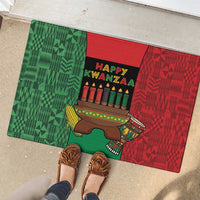 Happy Kwanzaa Rubber Doormat Kinara With Kente Pattern - Wonder Print Shop