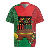 Personalized Happy Kwanzaa Rugby Jersey Kinara With Kente Pattern - Wonder Print Shop