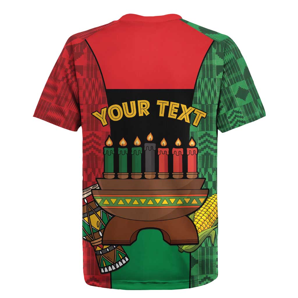 Personalized Happy Kwanzaa Rugby Jersey Kinara With Kente Pattern - Wonder Print Shop