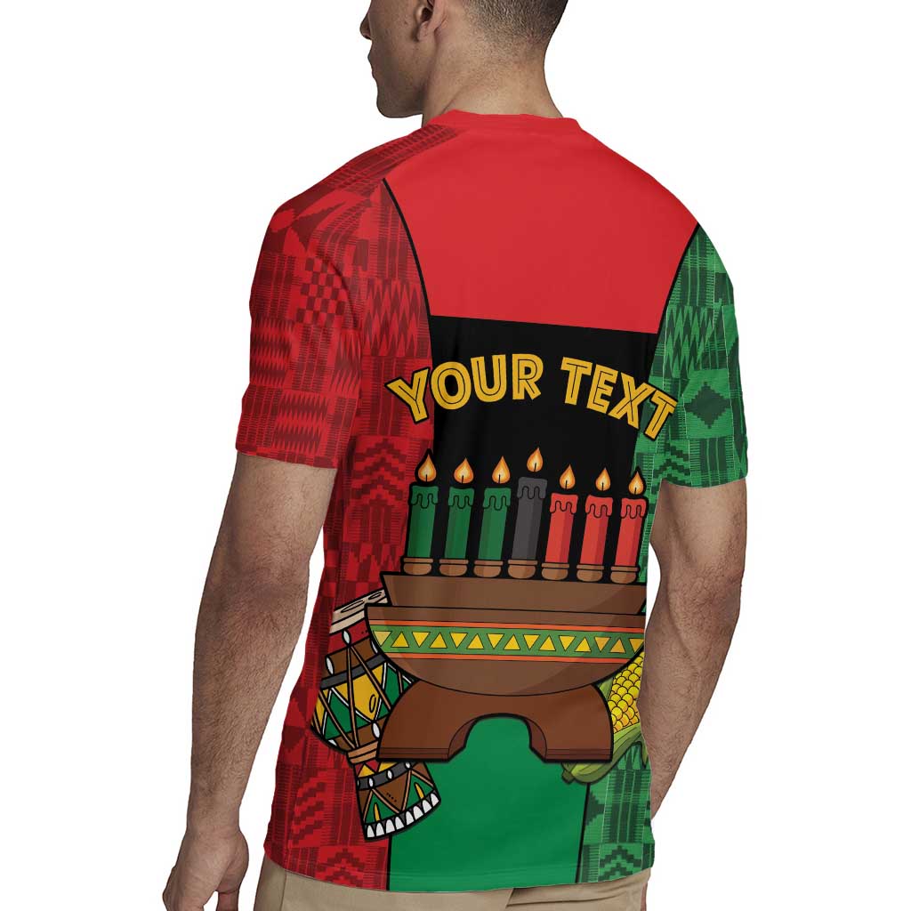 Personalized Happy Kwanzaa Rugby Jersey Kinara With Kente Pattern - Wonder Print Shop