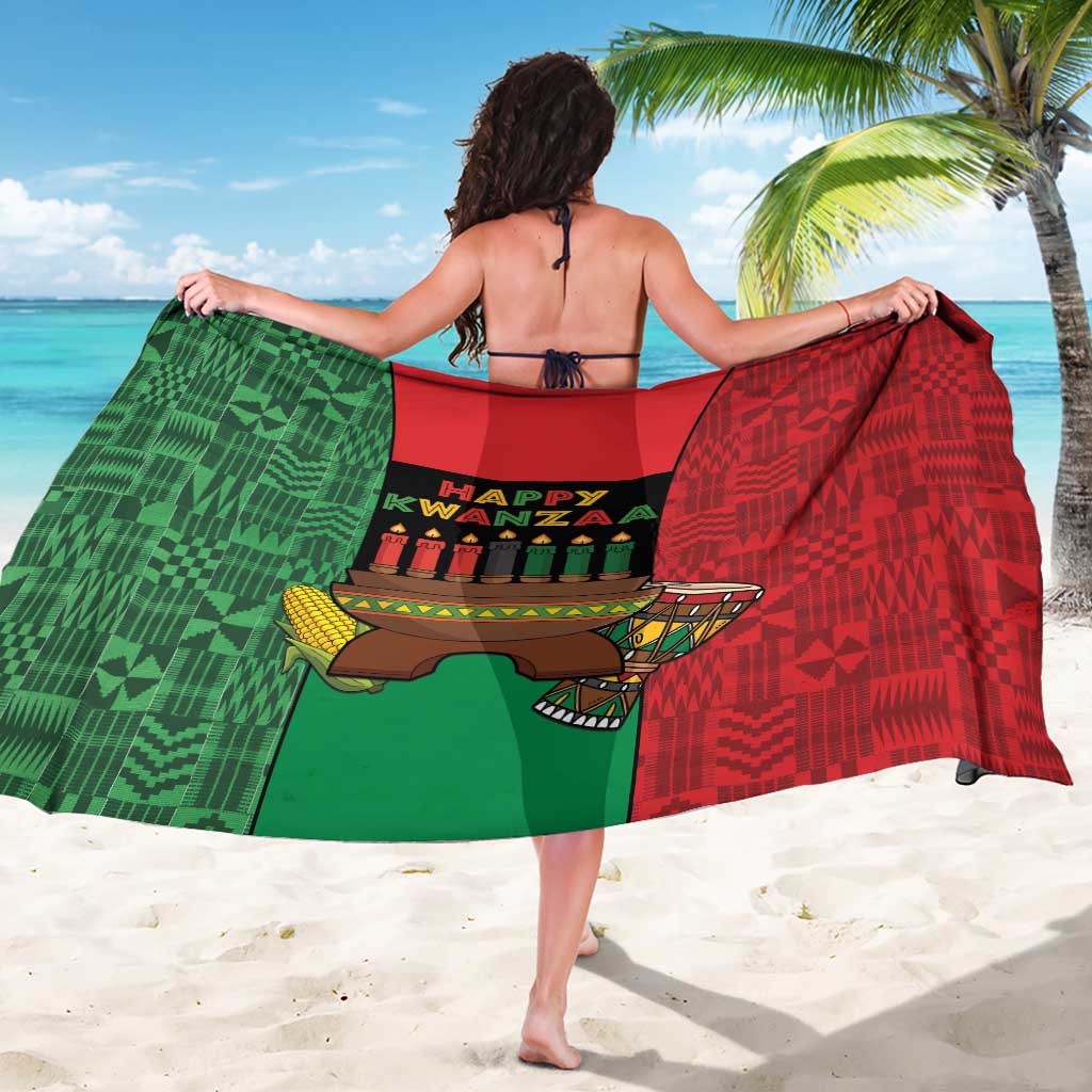 Happy Kwanzaa Sarong Kinara With Kente Pattern - Wonder Print Shop
