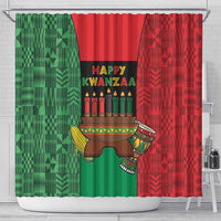 Happy Kwanzaa Shower Curtain Kinara With Kente Pattern - Wonder Print Shop