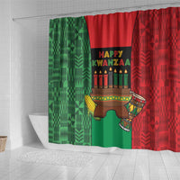 Happy Kwanzaa Shower Curtain Kinara With Kente Pattern - Wonder Print Shop