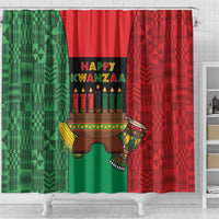 Happy Kwanzaa Shower Curtain Kinara With Kente Pattern - Wonder Print Shop