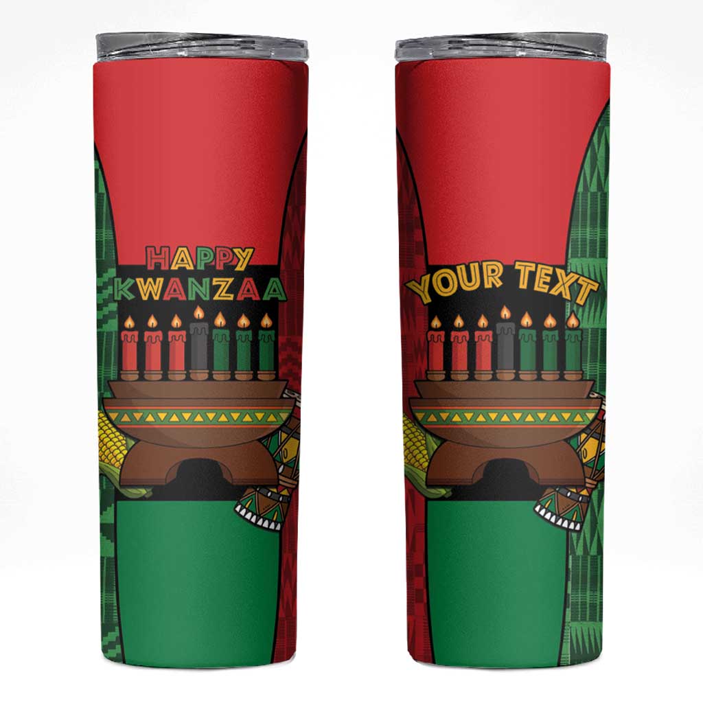 Personalized Happy Kwanzaa Skinny Tumbler Kinara With Kente Pattern - Wonder Print Shop