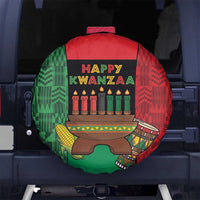 Happy Kwanzaa Spare Tire Cover Kinara With Kente Pattern - Wonder Print Shop