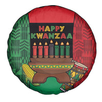 Happy Kwanzaa Spare Tire Cover Kinara With Kente Pattern - Wonder Print Shop