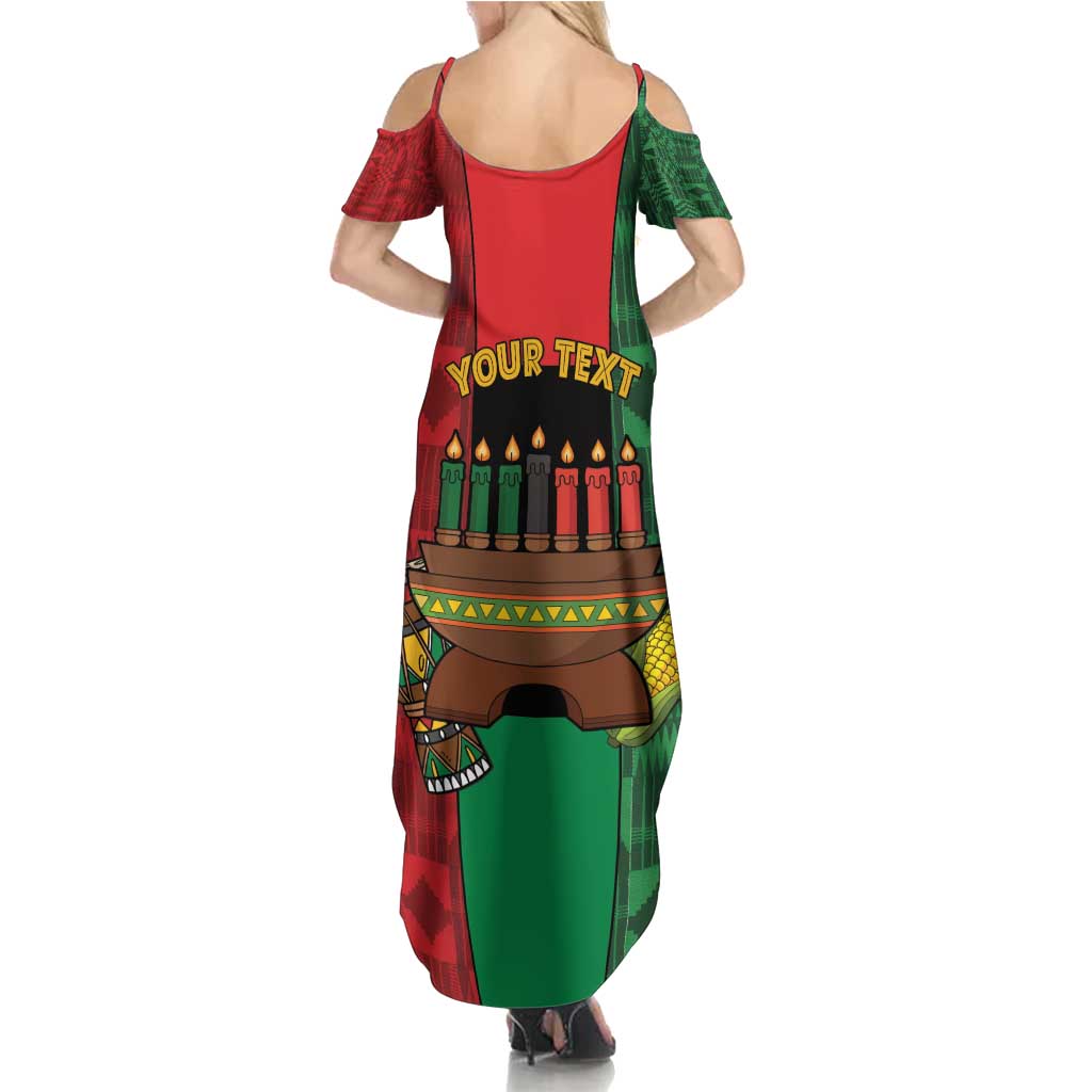 Personalized Happy Kwanzaa Summer Maxi Dress Kinara With Kente Pattern - Wonder Print Shop