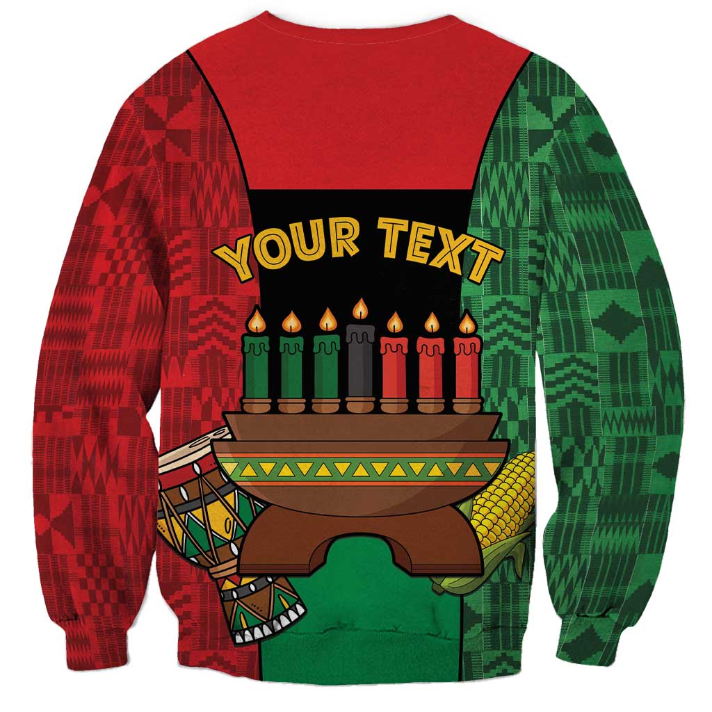 Personalized Happy Kwanzaa Sweatshirt Kinara With Kente Pattern - Wonder Print Shop