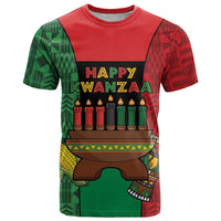 Personalized Happy Kwanzaa T Shirt Kinara With Kente Pattern - Wonder Print Shop