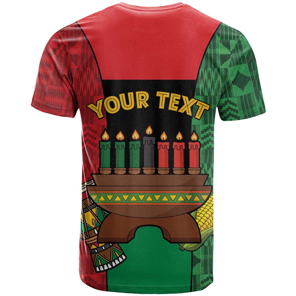 Personalized Happy Kwanzaa T Shirt Kinara With Kente Pattern - Wonder Print Shop