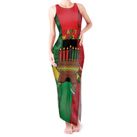 Personalized Happy Kwanzaa Tank Maxi Dress Kinara With Kente Pattern - Wonder Print Shop