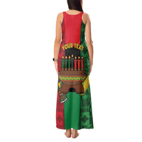 Personalized Happy Kwanzaa Tank Maxi Dress Kinara With Kente Pattern - Wonder Print Shop