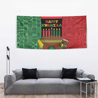 Happy Kwanzaa Tapestry Kinara With Kente Pattern - Wonder Print Shop