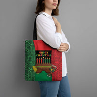 Happy Kwanzaa Tote Bag Kinara With Kente Pattern - Wonder Print Shop