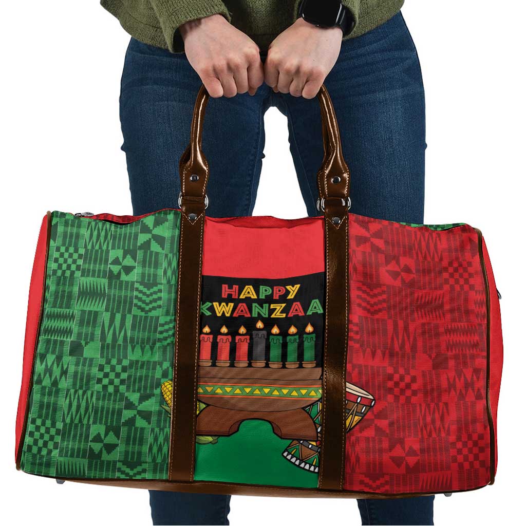 Happy Kwanzaa Travel Bag Kinara With Kente Pattern - Wonder Print Shop