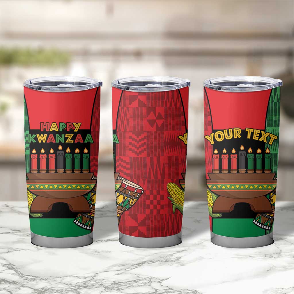 Personalized Happy Kwanzaa Tumbler Cup Kinara With Kente Pattern - Wonder Print Shop