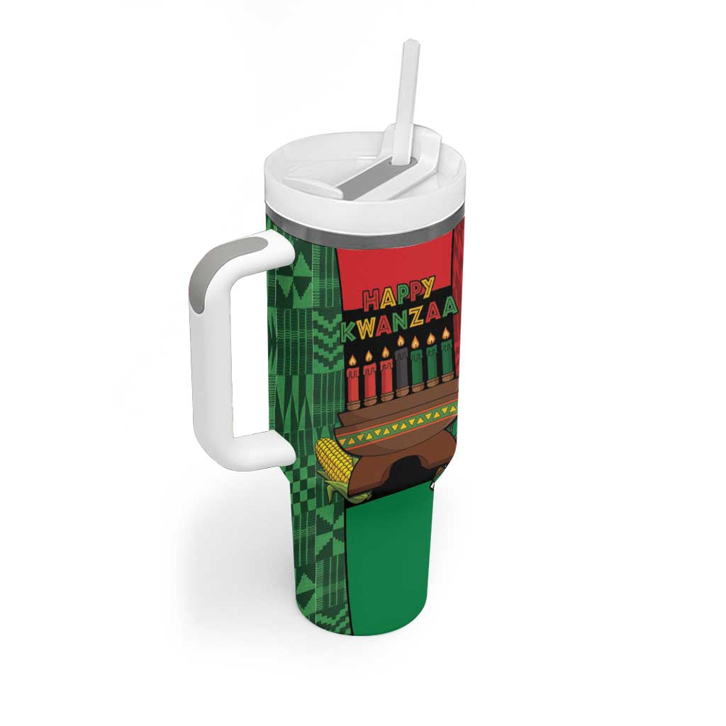 Personalized Happy Kwanzaa Tumbler With Handle Kinara With Kente Pattern - Wonder Print Shop