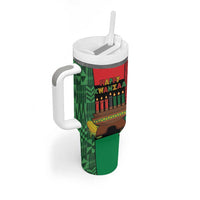 Personalized Happy Kwanzaa Tumbler With Handle Kinara With Kente Pattern - Wonder Print Shop