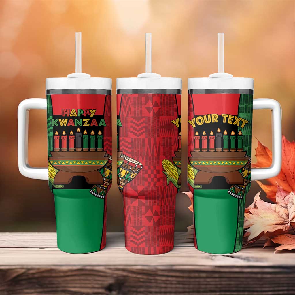 Personalized Happy Kwanzaa Tumbler With Handle Kinara With Kente Pattern - Wonder Print Shop