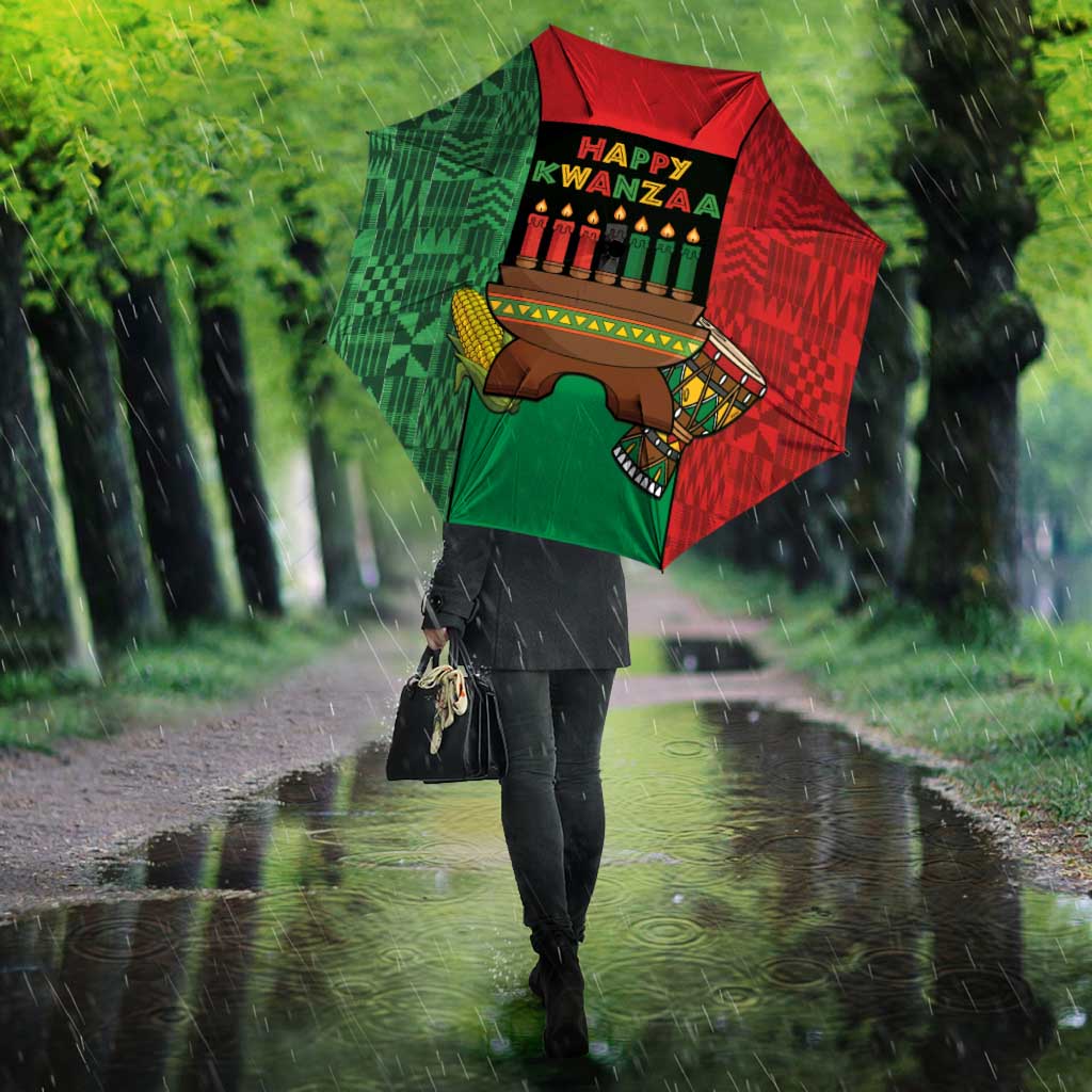 Happy Kwanzaa Umbrella Kinara With Kente Pattern - Wonder Print Shop
