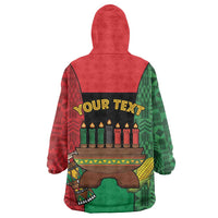 Personalized Happy Kwanzaa Wearable Blanket Hoodie Kinara With Kente Pattern - Wonder Print Shop