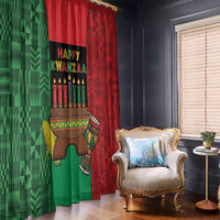 Happy Kwanzaa Window Curtain Kinara With Kente Pattern - Wonder Print Shop