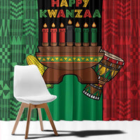 Happy Kwanzaa Window Curtain Kinara With Kente Pattern - Wonder Print Shop