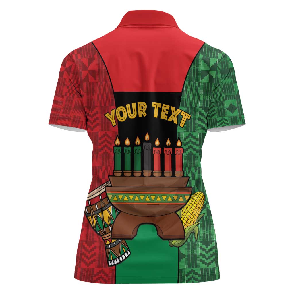 Personalized Happy Kwanzaa Women Polo Shirt Kinara With Kente Pattern - Wonder Print Shop