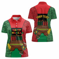Personalized Happy Kwanzaa Women Polo Shirt Kinara With Kente Pattern - Wonder Print Shop