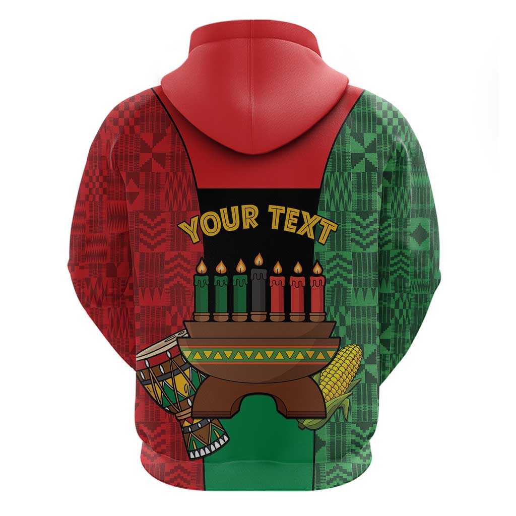 Personalized Happy Kwanzaa Zip Hoodie Kinara With Kente Pattern - Wonder Print Shop