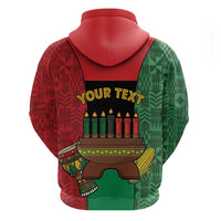 Personalized Happy Kwanzaa Zip Hoodie Kinara With Kente Pattern - Wonder Print Shop