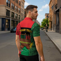 Personalized Happy Kwanzaa Zipper Polo Shirt Kinara With Kente Pattern - Wonder Print Shop