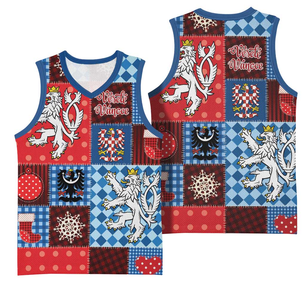 Czech Christmas Patchwork Basketball Jersey - Wonder Print Shop