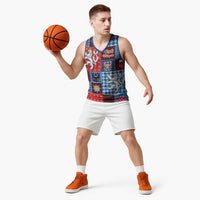 Czech Christmas Patchwork Basketball Jersey - Wonder Print Shop