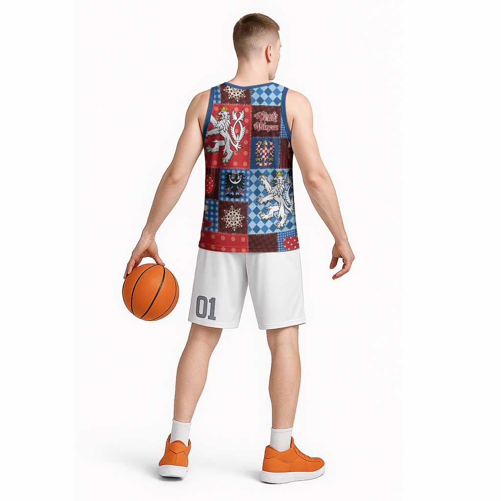 Czech Christmas Patchwork Basketball Jersey - Wonder Print Shop