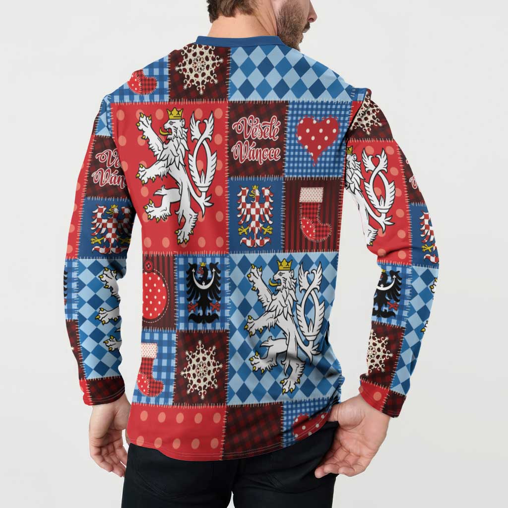 Czech Christmas Patchwork Button Sweatshirt - Wonder Print Shop