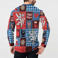 Czech Christmas Patchwork Button Sweatshirt - Wonder Print Shop