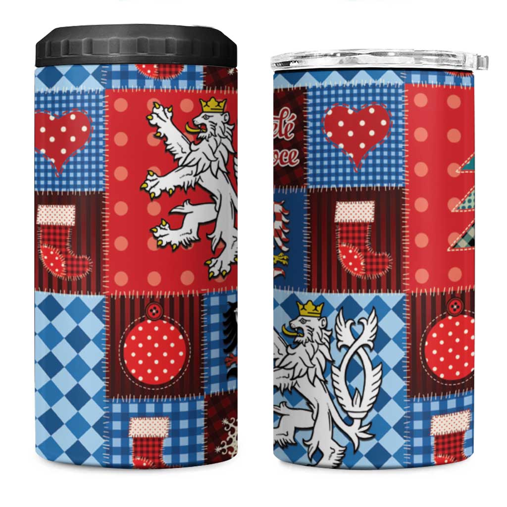 Czech Christmas Patchwork 4 in 1 Can Cooler Tumbler - Wonder Print Shop