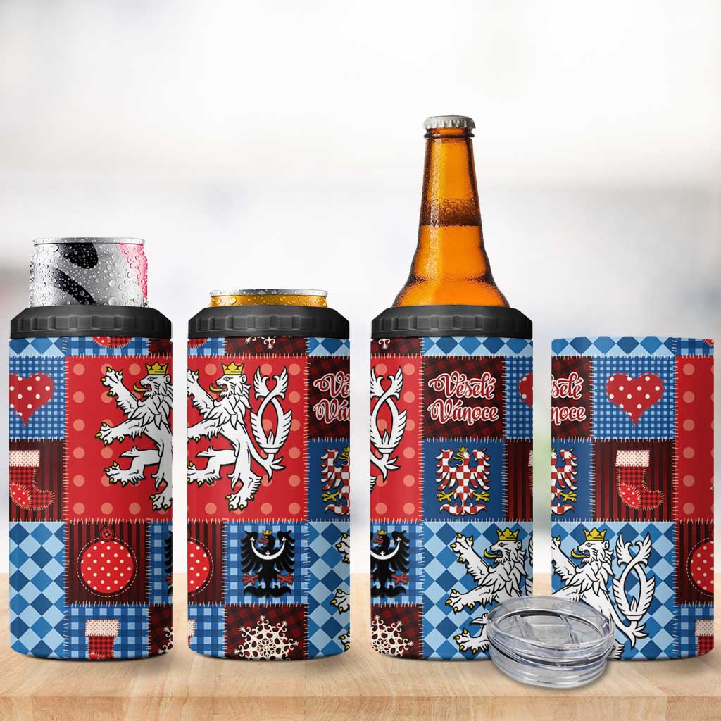 Czech Christmas Patchwork 4 in 1 Can Cooler Tumbler - Wonder Print Shop