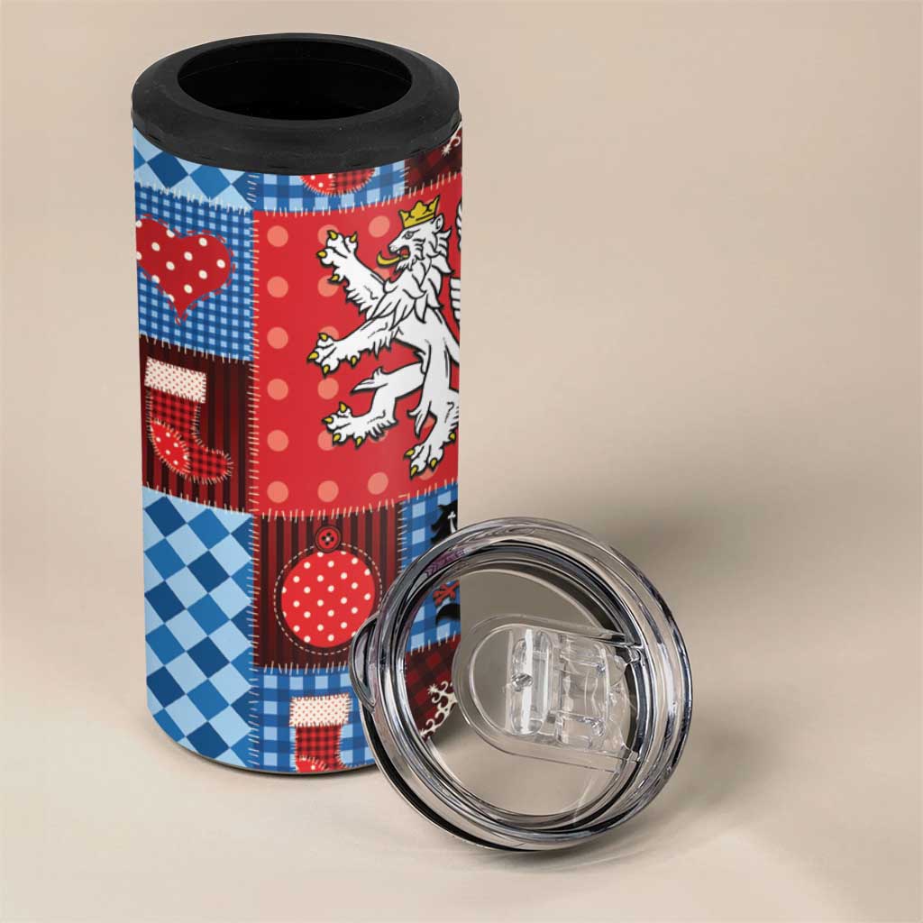 Czech Christmas Patchwork 4 in 1 Can Cooler Tumbler - Wonder Print Shop
