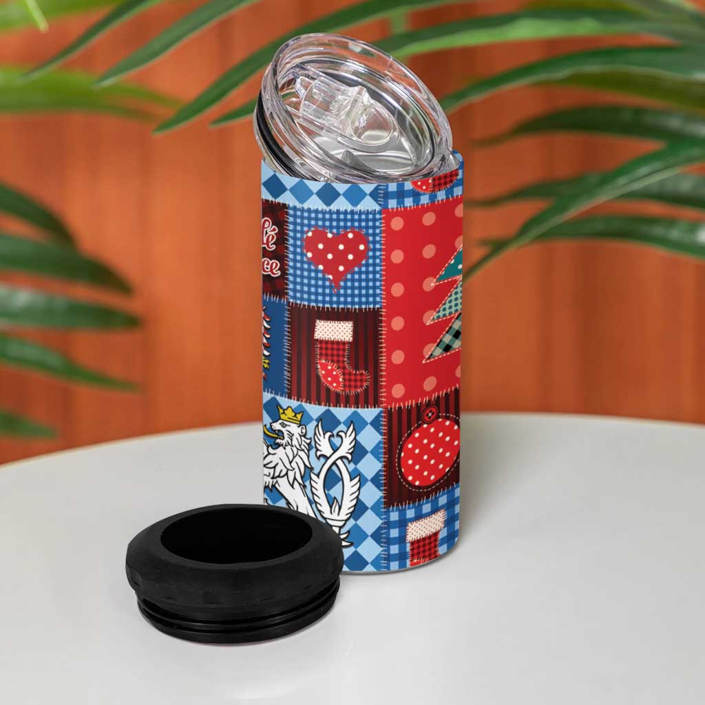 Czech Christmas Patchwork 4 in 1 Can Cooler Tumbler - Wonder Print Shop