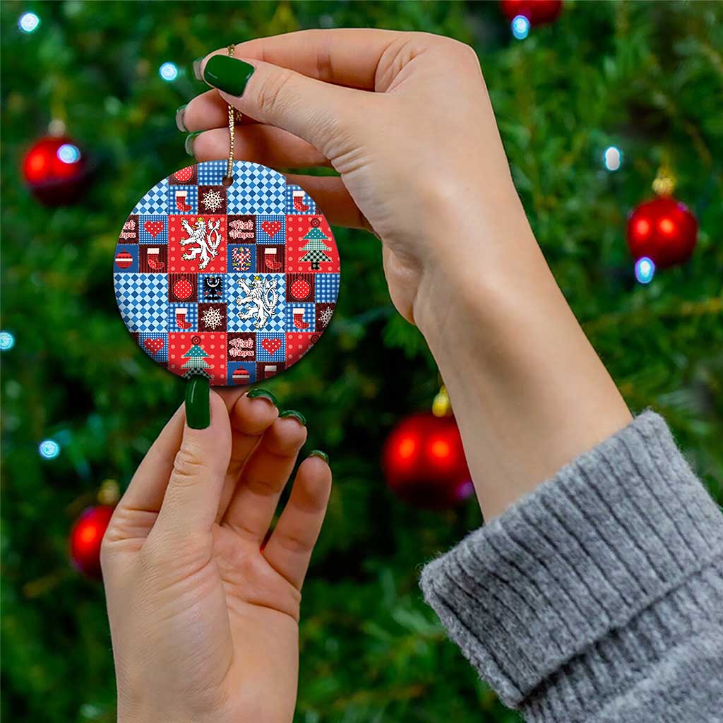 Czech Christmas Patchwork Ceramic Ornament - Wonder Print Shop