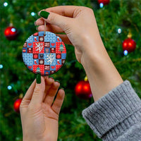 Czech Christmas Patchwork Ceramic Ornament - Wonder Print Shop