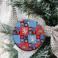 Czech Christmas Patchwork Ceramic Ornament - Wonder Print Shop