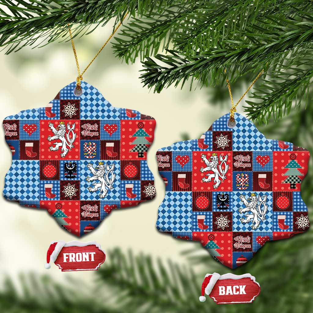 Czech Christmas Patchwork Ceramic Ornament - Wonder Print Shop